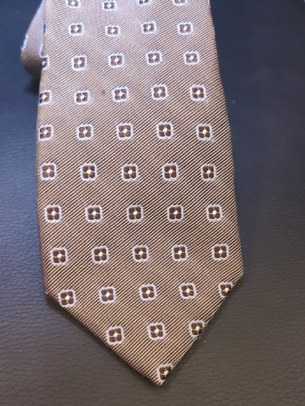 Ermenegildo Zegna Brown/Blue Silk Geometric Square Tie
